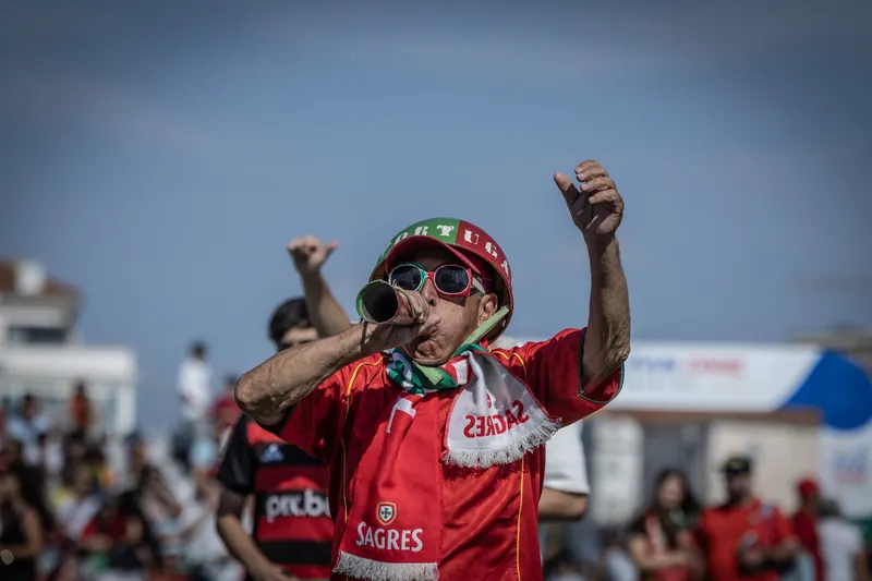 The colour and passion of the fans at Largo do Rossio